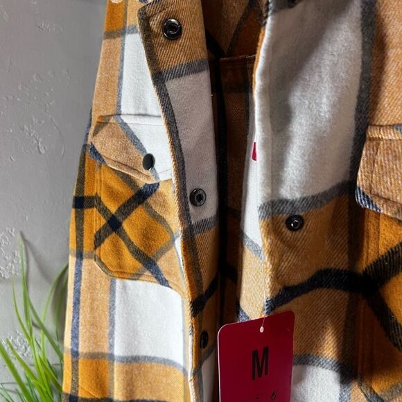 HFX Ladies’ Shirt Jacket plaid yellow size medium - Picture 4 of 16